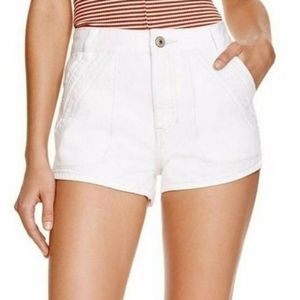 Free People High Waisted White Denim Jean Shorts